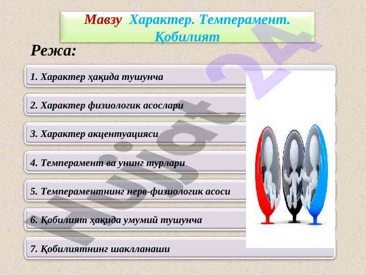 Характер ва темперамент: физиологик асослари ва хусусиятлари