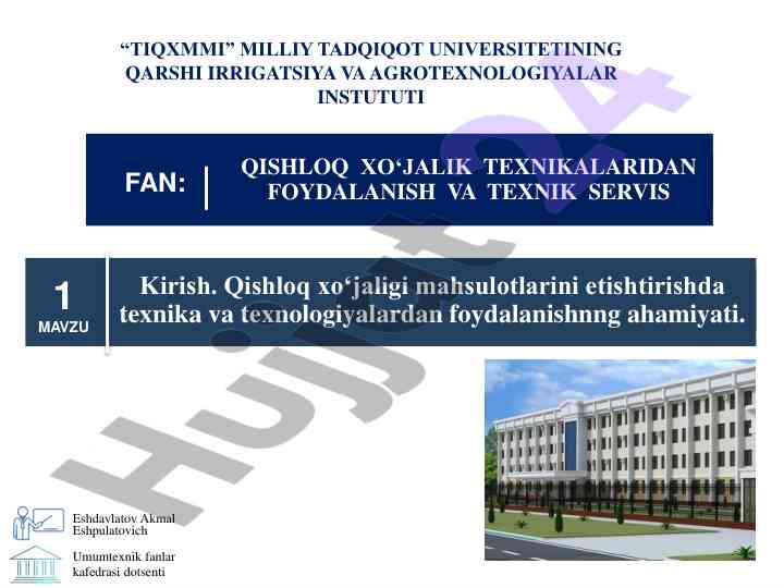 Qishloq xo‘jaligi mahsulotlarida texnika foydalanishi