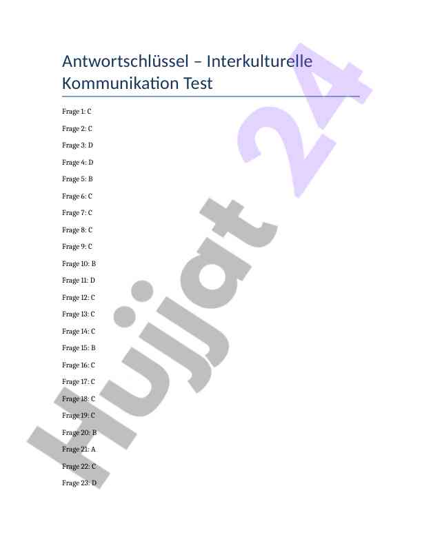 Interkulturelle kommunikation test antworten
