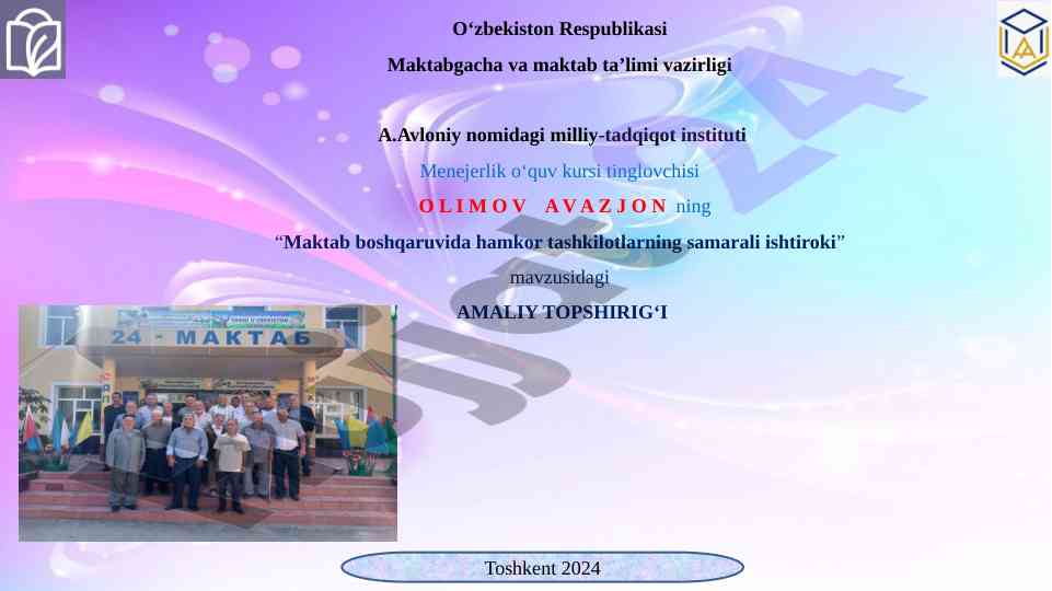 Maktab boshqaruvida hamkor tashkilotlarning ishtiroki