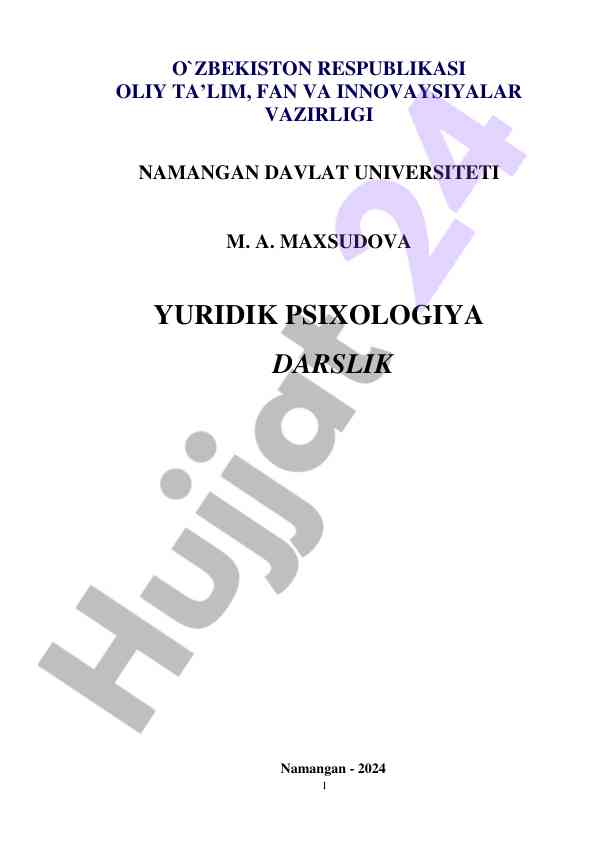 Yuridik psixologiya darslik talabalar uchun