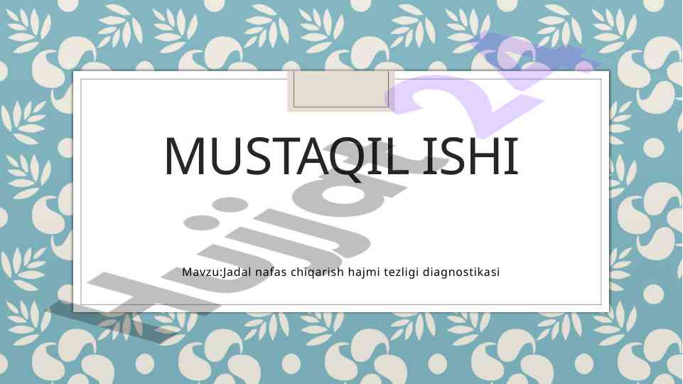 Nafas chiqarish hajmi tezligi diagnostikasi
