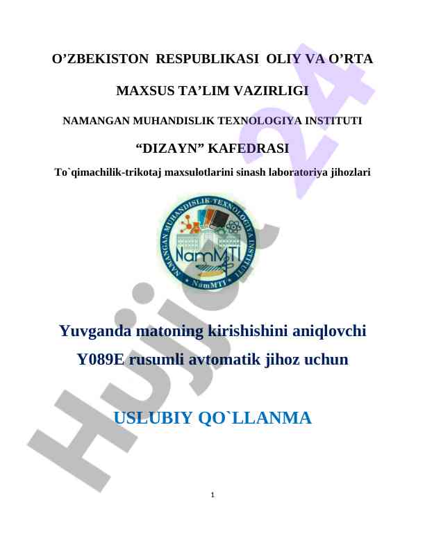 Y089E Jihozi Uchun Ushbu Qo‘llanma
