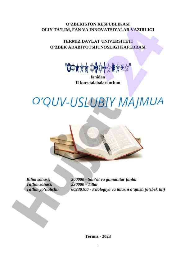 O‘zbek adabiyotshunosligi o‘quv qo‘llanmasi