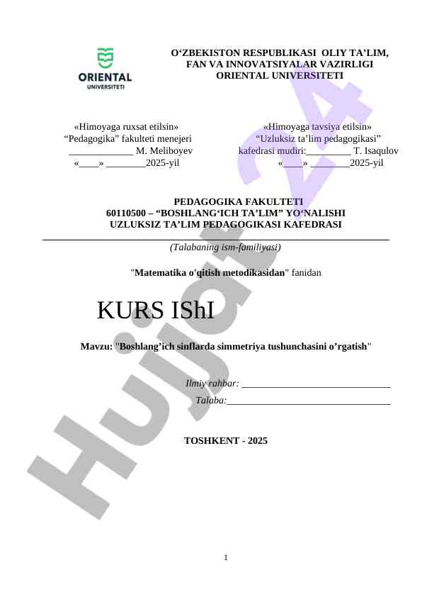 Boshlang‘ich sinflarda simmetriya tushunchasini o’rgatish