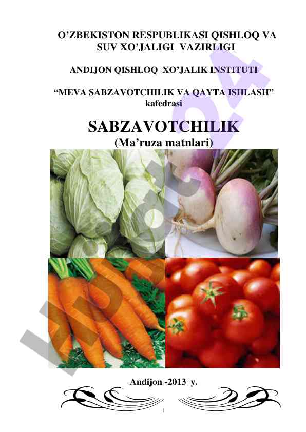 Meva sabzavotchilik va qayta ishlash ma’ruzasi