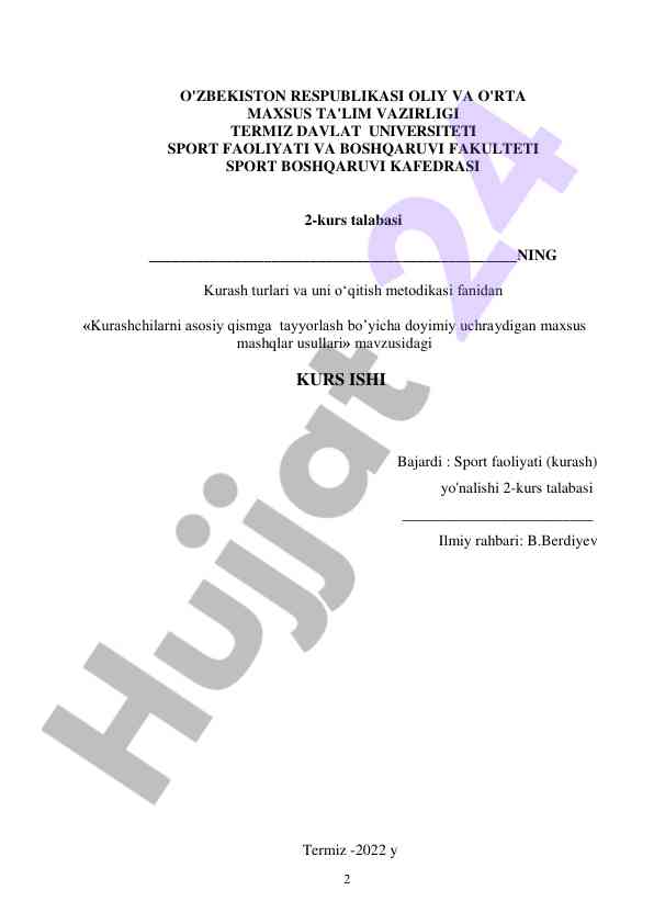 Kurashchilarni tayyorlashda maxsus mashqlar