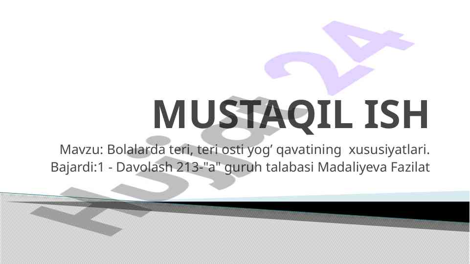 Bolalarda teri xususiyatlari va tahlil