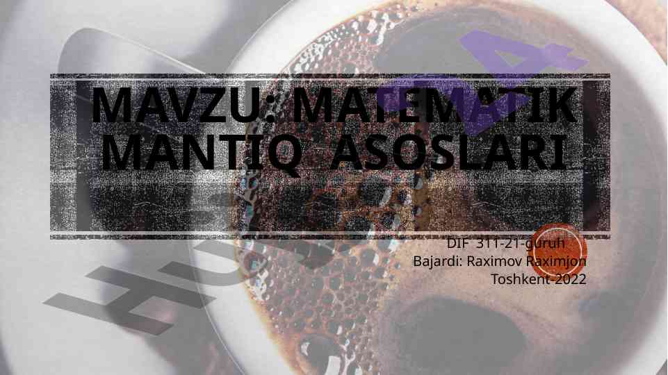 Matematik mantiq asoslari kursi