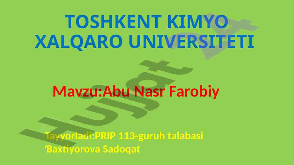 Abu nasr farobiy hayoti va ijodi