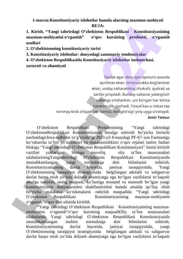 Konstitutsiyaviy islohotlar va ularning ahamiyati