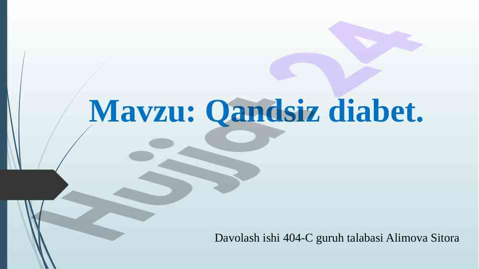 Qandsiz diabetning klinik sindrom va etiologiyasi
