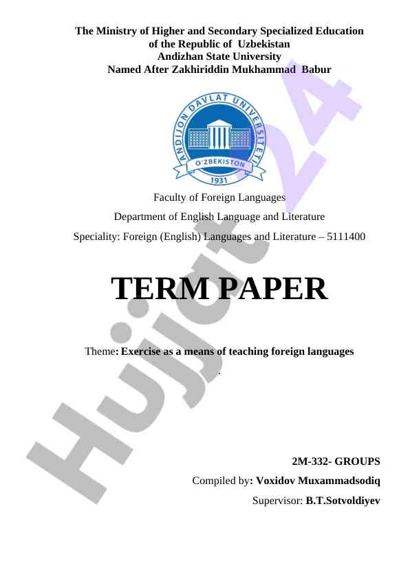 Exercise as a means of teaching foreign languages