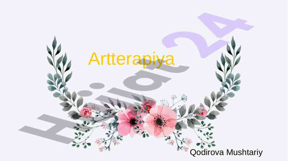 Artterapiya Va Psixodiagnostika Asoslari
