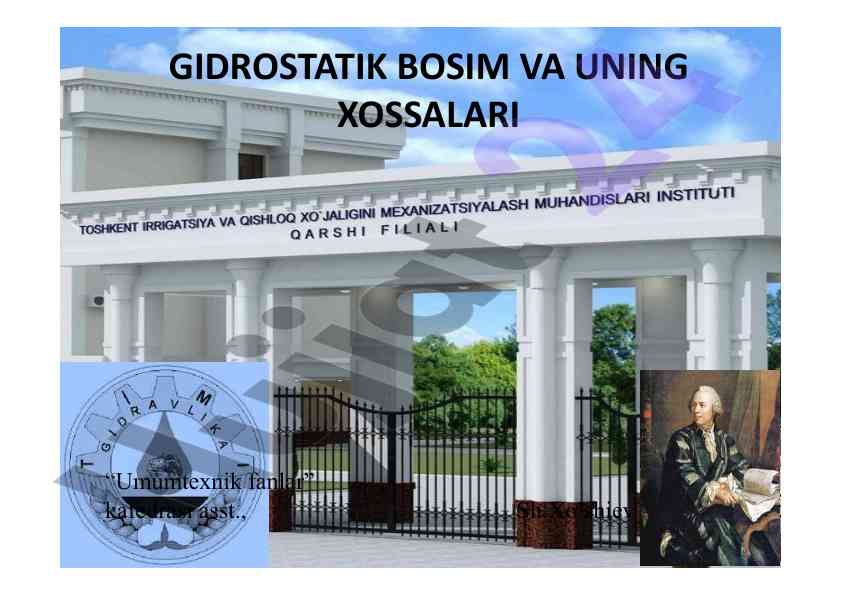 Gidrostatik bosim tushunchalari va o‘lchash asboblari