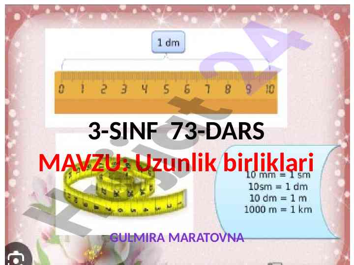 Uzunlik birliklari 3-sinf dars ishlanmalari