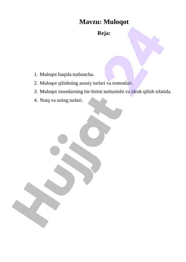 Muloqot turlari va jihatlari haqida ma'lumotlar