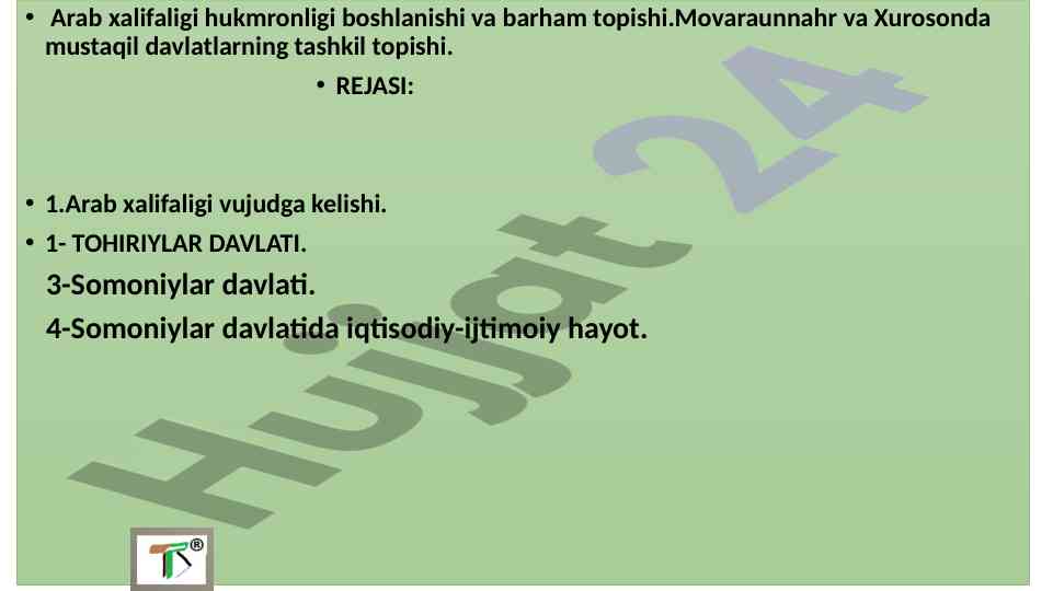Arab xalifaligi tarixi va mustaqil davlatlar