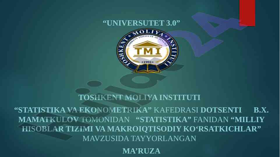 Milliy hisoblar tizimi va makroiqtisodiy ko'rsatkichlar