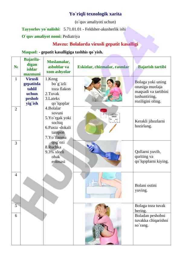 Bolalarda virusli hepatit kasalligi dars ishlanmasi