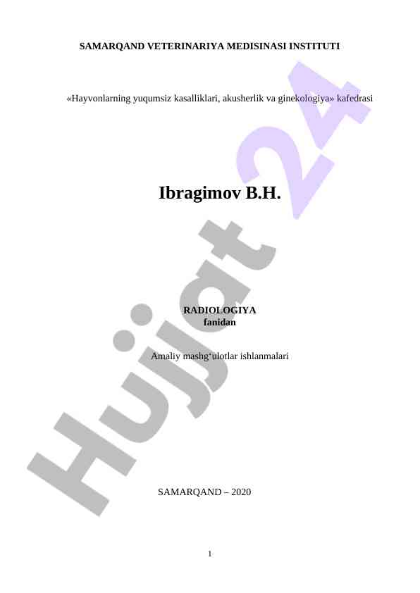 Amaliy mashg‘ulotlar: ionlashtiruvchi nurlanishlar