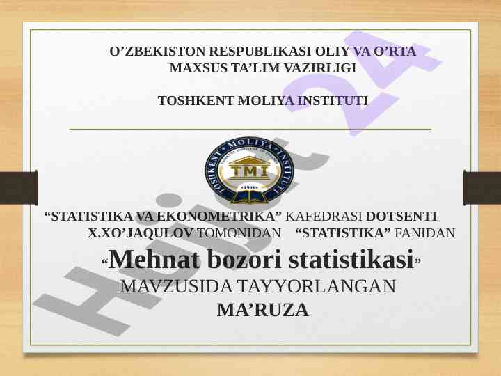 Mehnat bozori statistikasi va ishsizlik masalalari