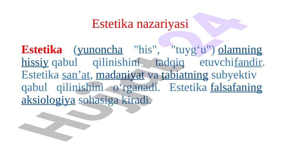 Estetika nazariyasi va uning asosiy tushunchalari