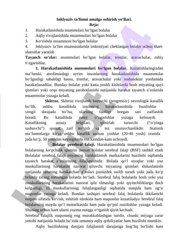 Inklyuziv ta’limni amalga oshirishi yo‘llari