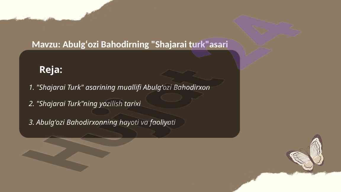 Shajarai Turk Asarining Muhim Ahomiyati