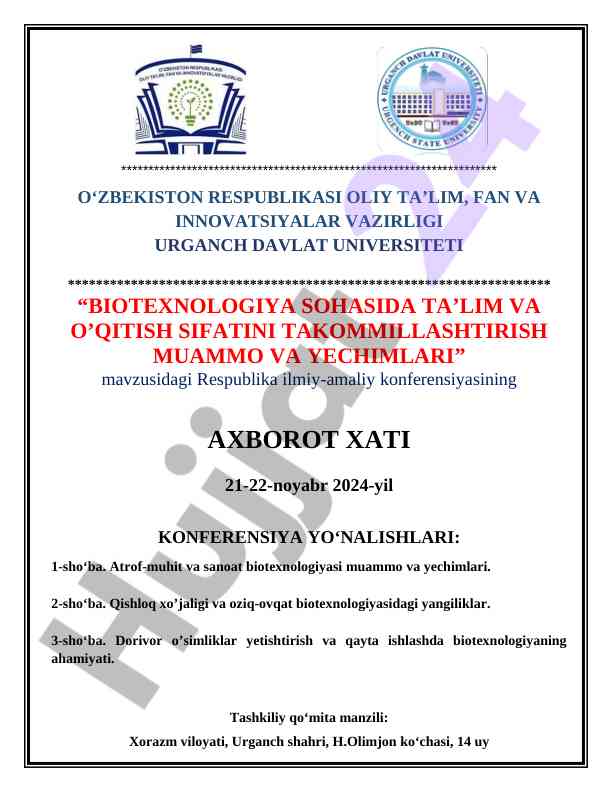 Biotexnologiya sohasida ta'limni takomillashtirish