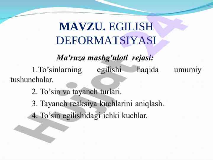 Egilish deformatsiyasi tahlili