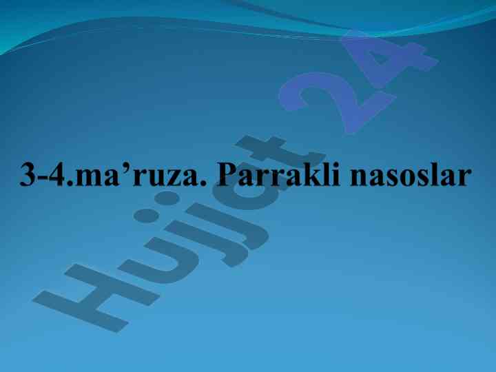 Nasos stansiyalari va ularning turlari