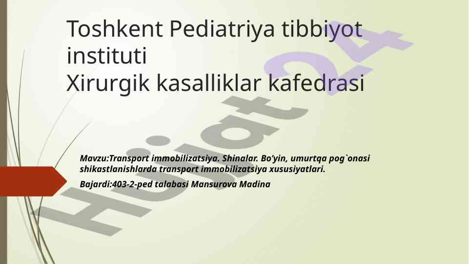 Transport immobilizatsiya va shinalar haqida
