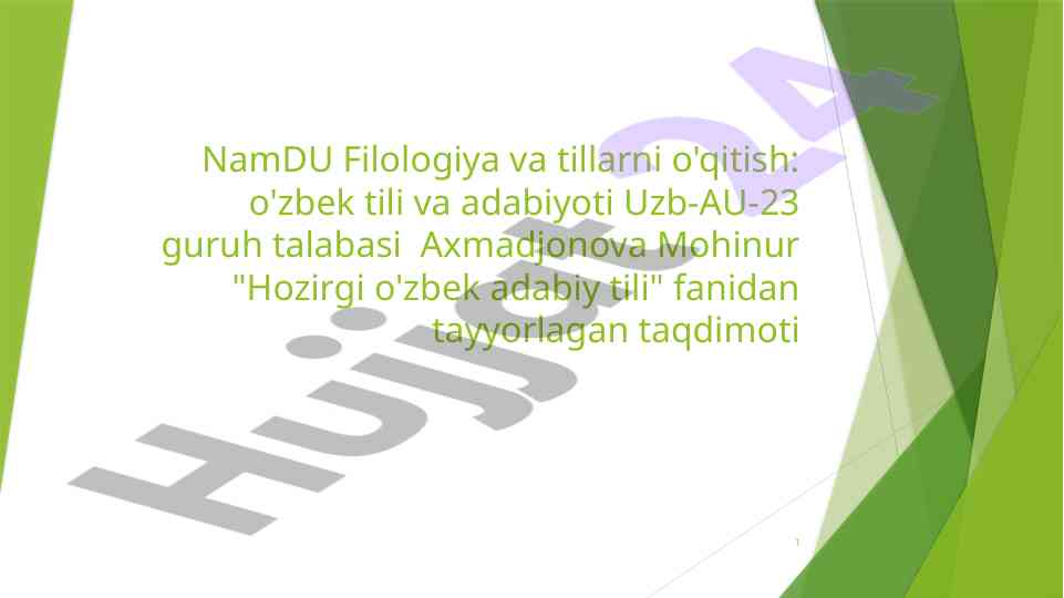 Hozirgi o'zbek adabiy tili taqdimoti