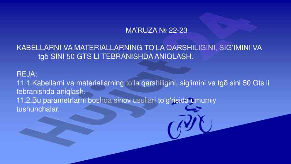 Kabel va materiallarning to'la qarshiligini aniqlash