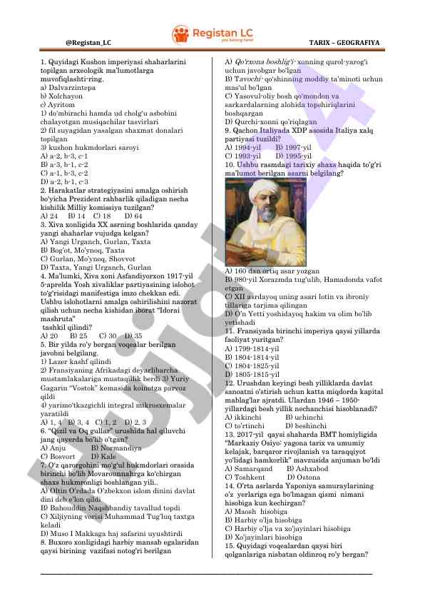 Kushon imperiyasi arxeologiyasi test savollari