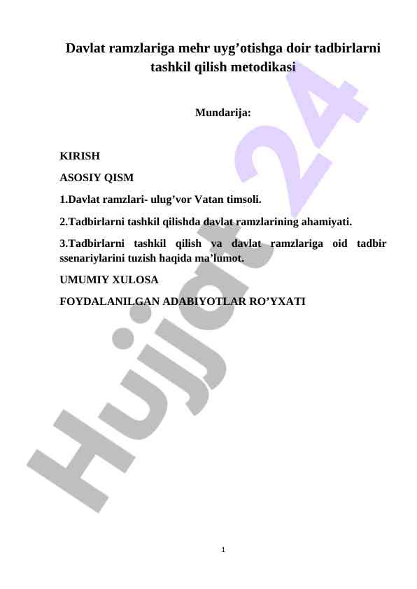 Davlat Ramzlarini Tashkil Qilish Metodikasi