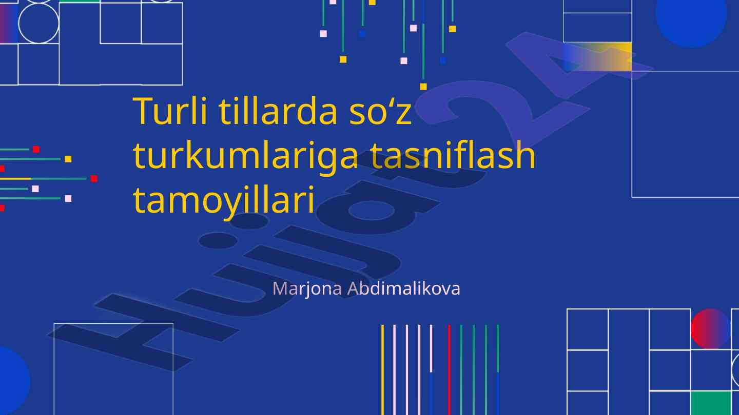 Soʻz turkumlariga tasniflash tamoyillari