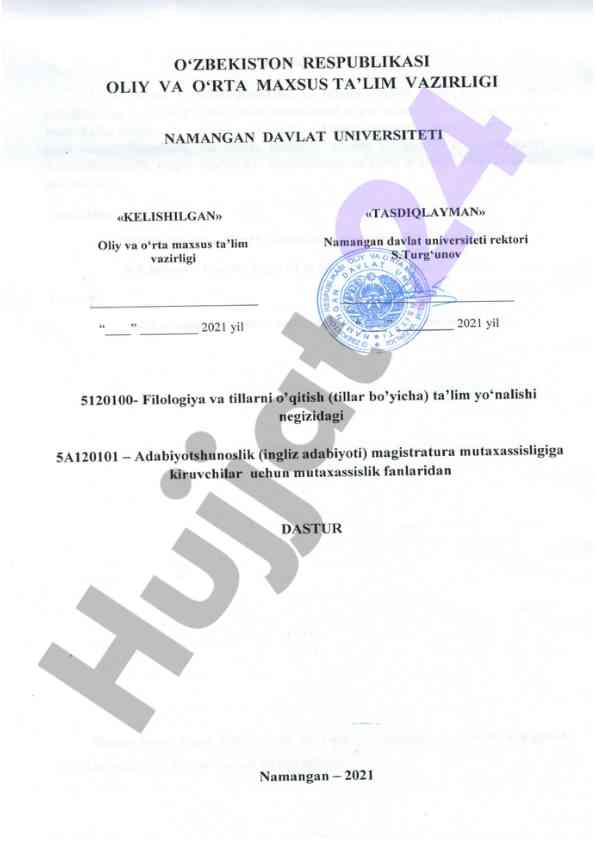 Tili o‘rganilayotgan mamlakatlar adabiyoti dasturi