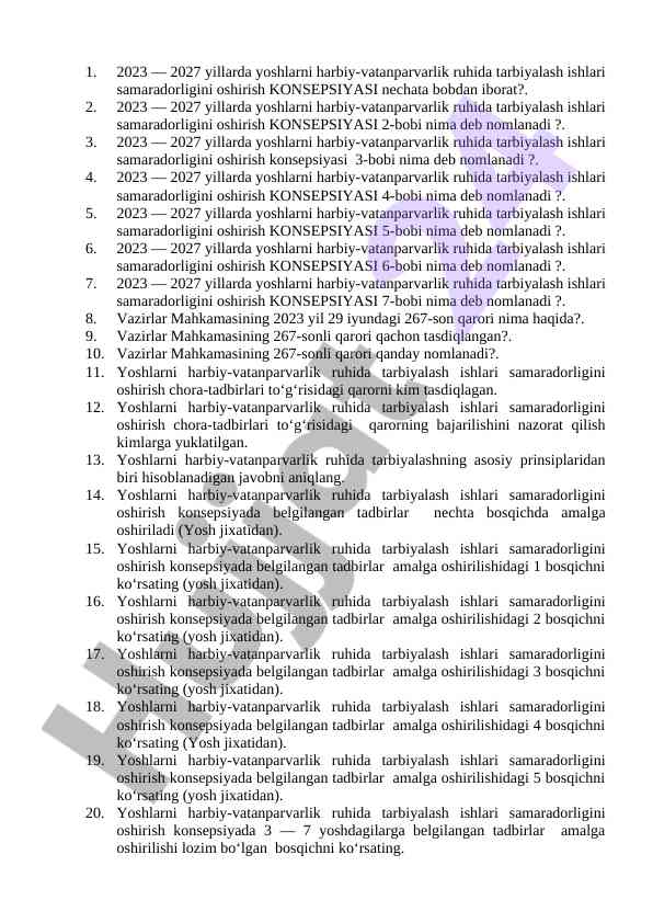 Harbiy-vatanparvarlik tarbiyasi konsepsiyasi bоblari