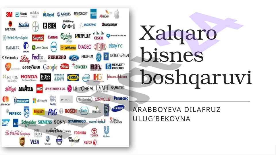 Xalqaro bisnes boshqaruvi tushunchalari va asoslari