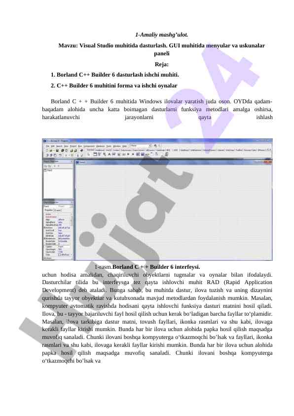 Visual studio muhiti va gui dasturlash
