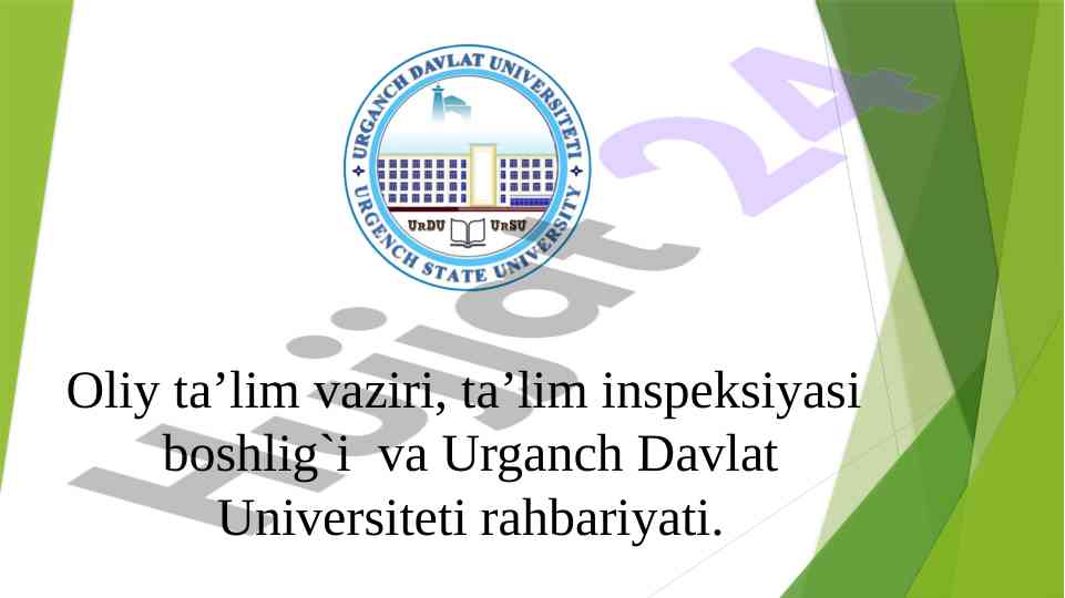 Urganch davlat universiteti rahbariyatining vazifalari