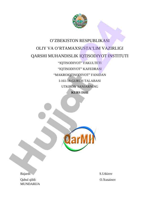 Byudjet jarayoni asoslari bo’yicha kurs ishti