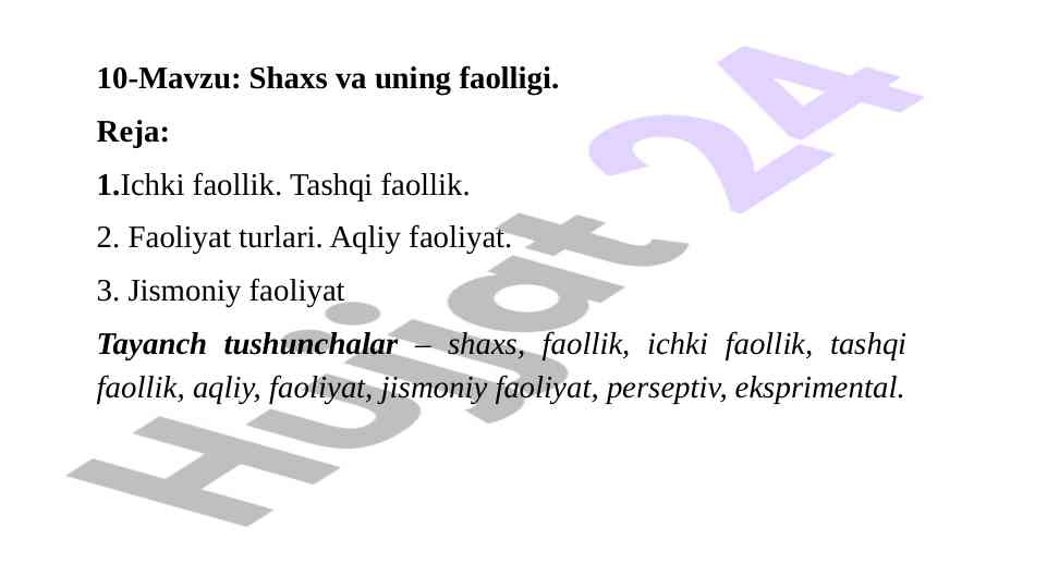 Shaxs va uning faolligi muhim tushunchalar