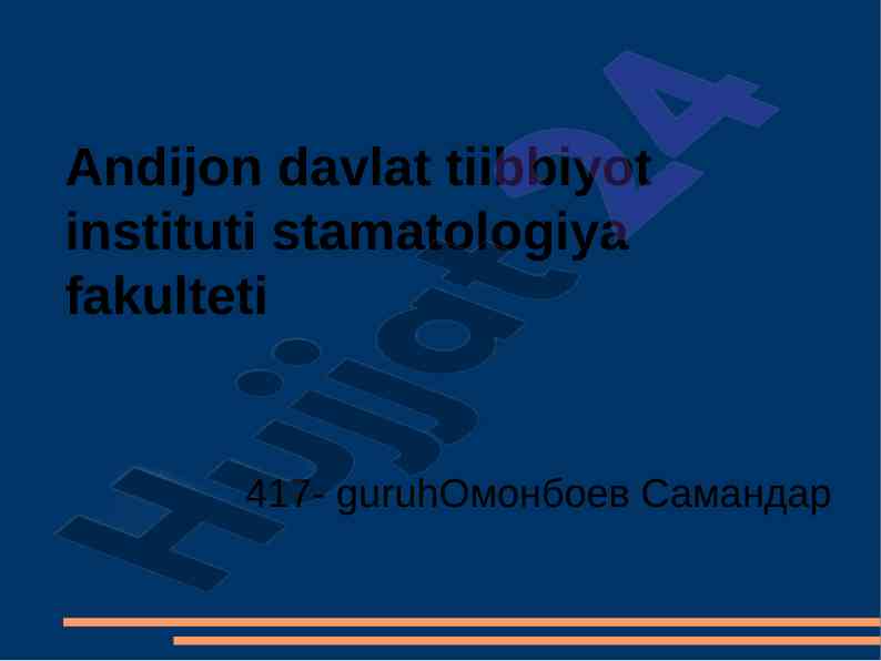 Tish nuqsonlari tasnifi va ortodontik ko'rsatmalar