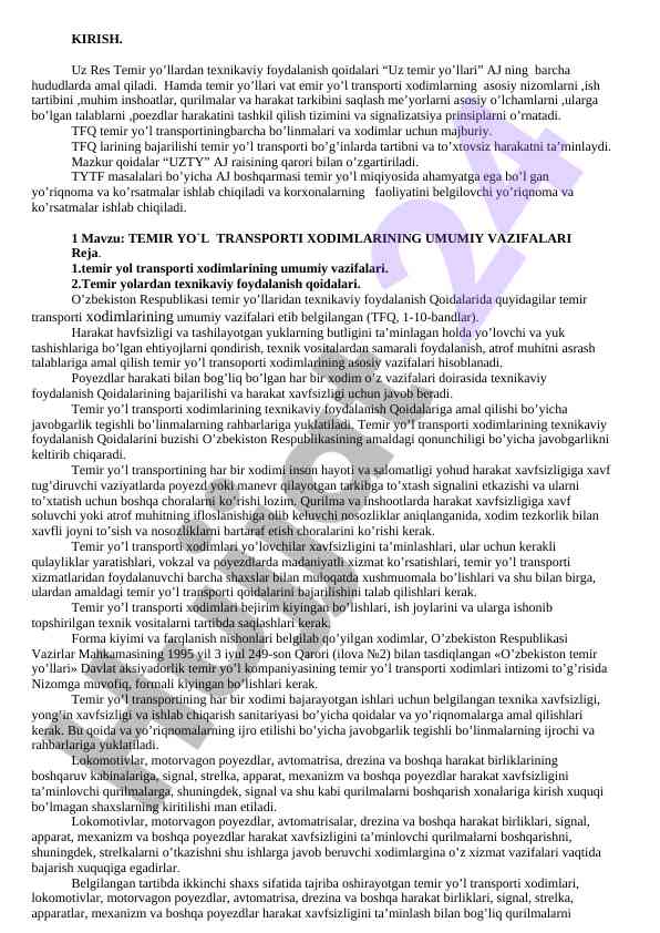 Temir yo‘l transporti xodimlari uchun texnik qo‘llanma