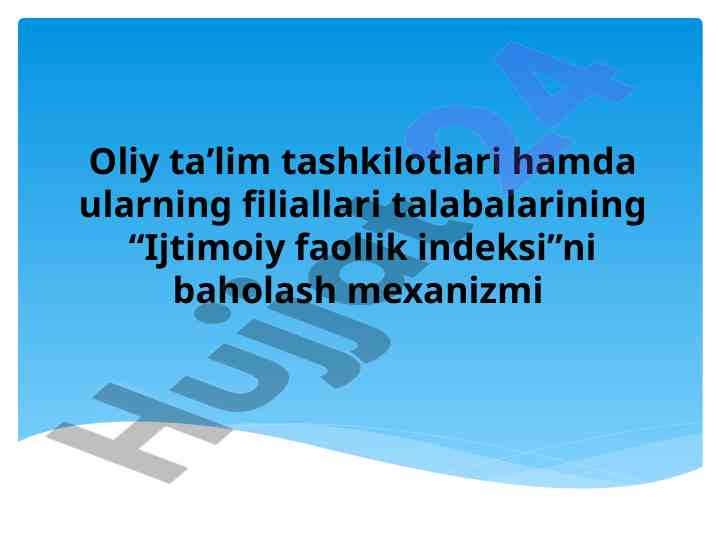 Talabalar uchun ijtimoiy faollik indeksi baholash