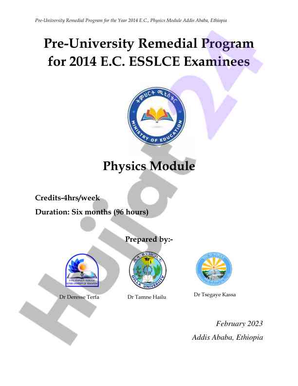 Pre-university remedial program physics module