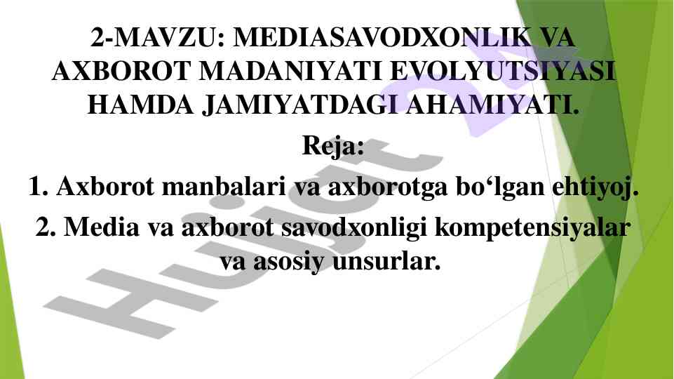 Mediasavodxonlik va axborot madaniyati evolyutsiyasi